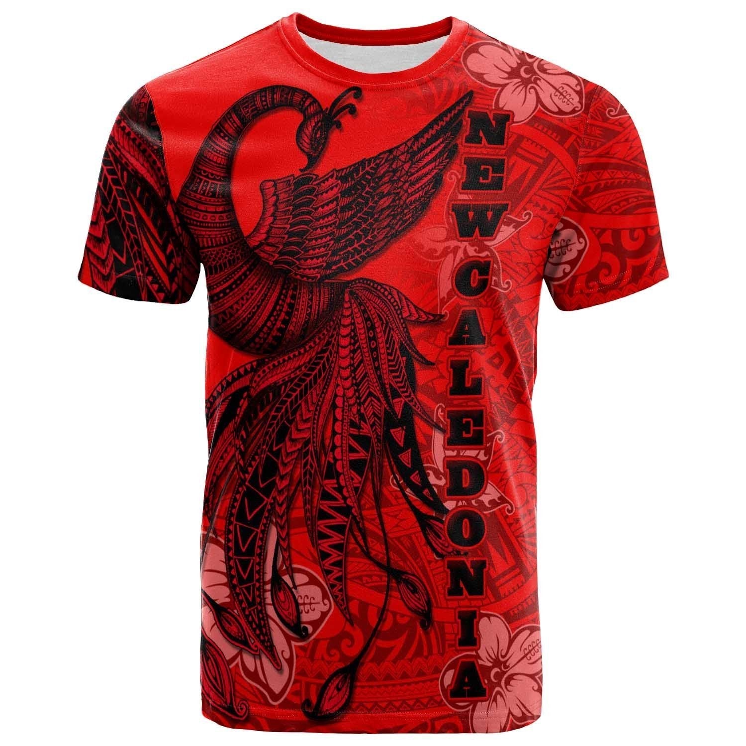 New Caledonia T shirt - Polynesian Phoenix Bird, Fairytales Bird Red - Vibe Hoodie Shop