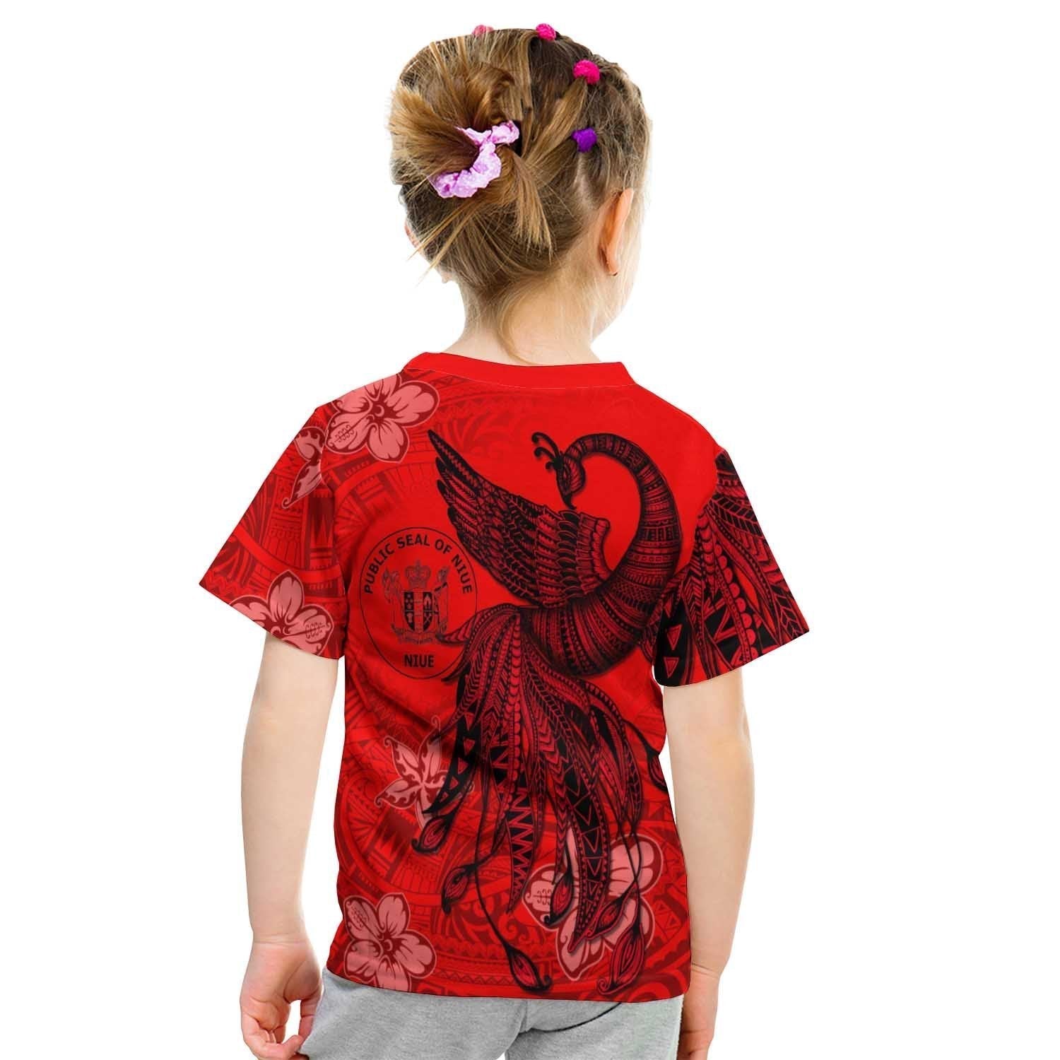 Niue T shirt - Polynesian Phoenix Bird, Fairytales Bird Red - Vibe Hoodie Shop