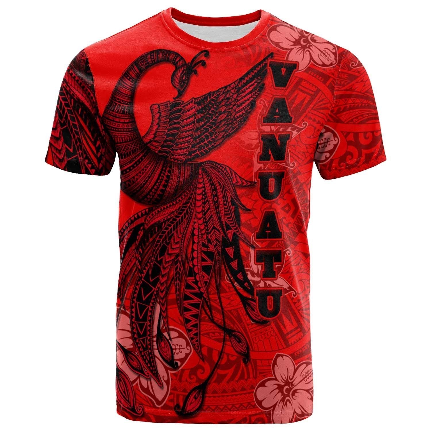 Vanuatu T shirt - Polynesian Phoenix Bird, Fairytales Bird Red - Vibe Hoodie Shop