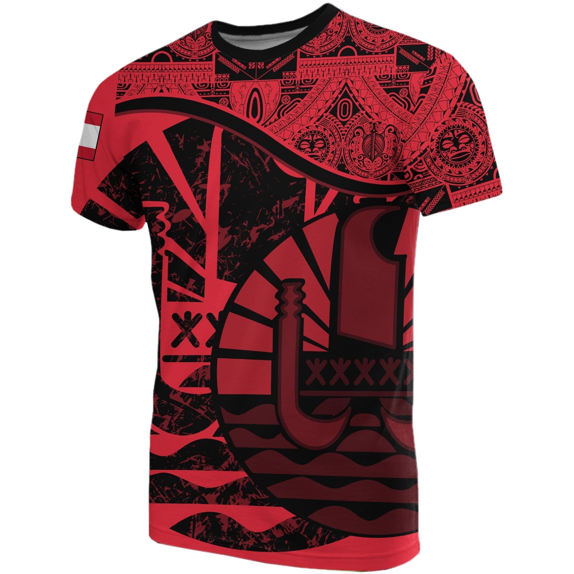 Tahiti Red Coat Of Arms T shirts - Vibe Hoodie Shop