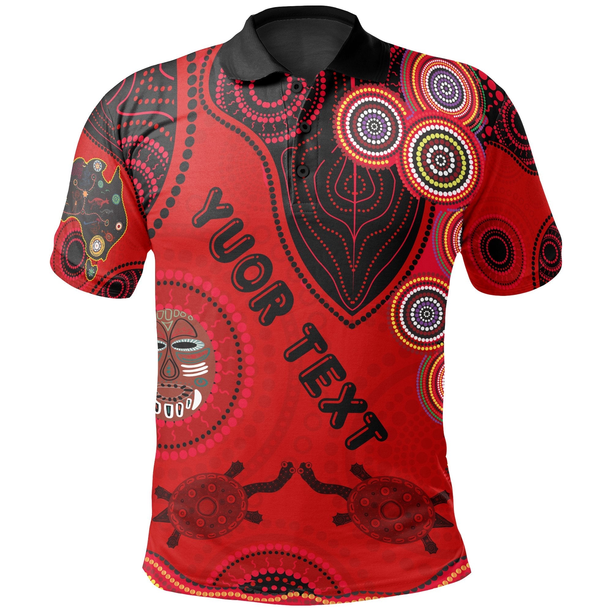 (Custom Text) Polo Shirt, Aboriginal Animal Dot Patterns - Vibe Hoodie Shop