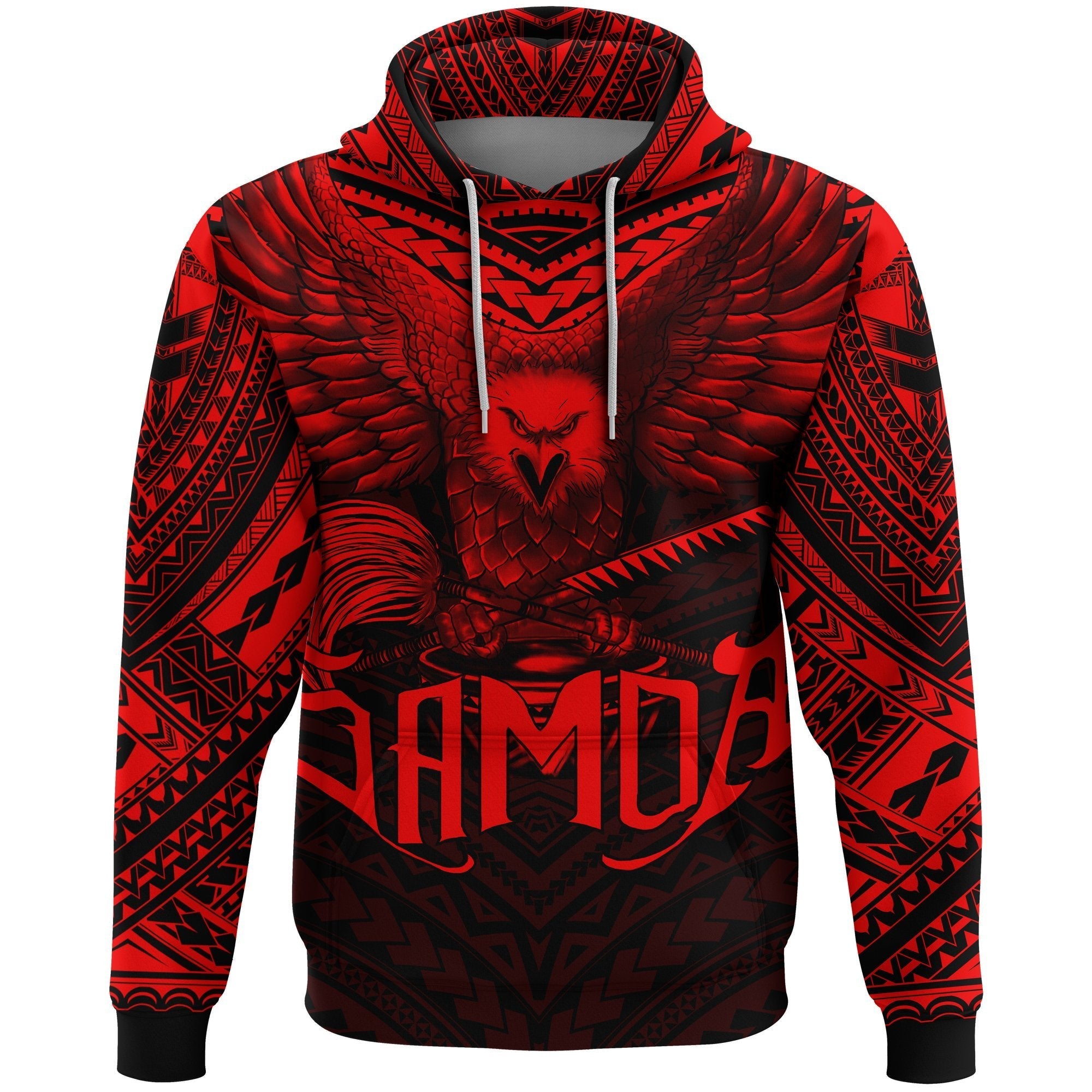 American Samoa Hoodie Eagle Tattoo Style Red - Vibe Hoodie Shop