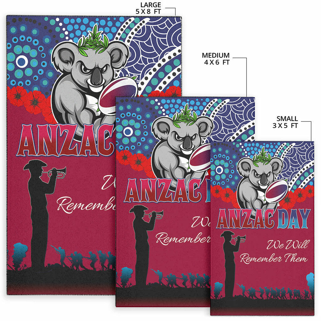 Reds Rugby Area Rug - Custom ANZAC Koala Rugby Area Rug LT10 - Vibe Hoodie Shop