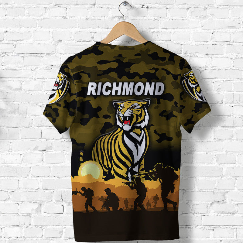 Richmond Tigers ANZAC T shirt Simple Style - Black - Vibe Hoodie Shop