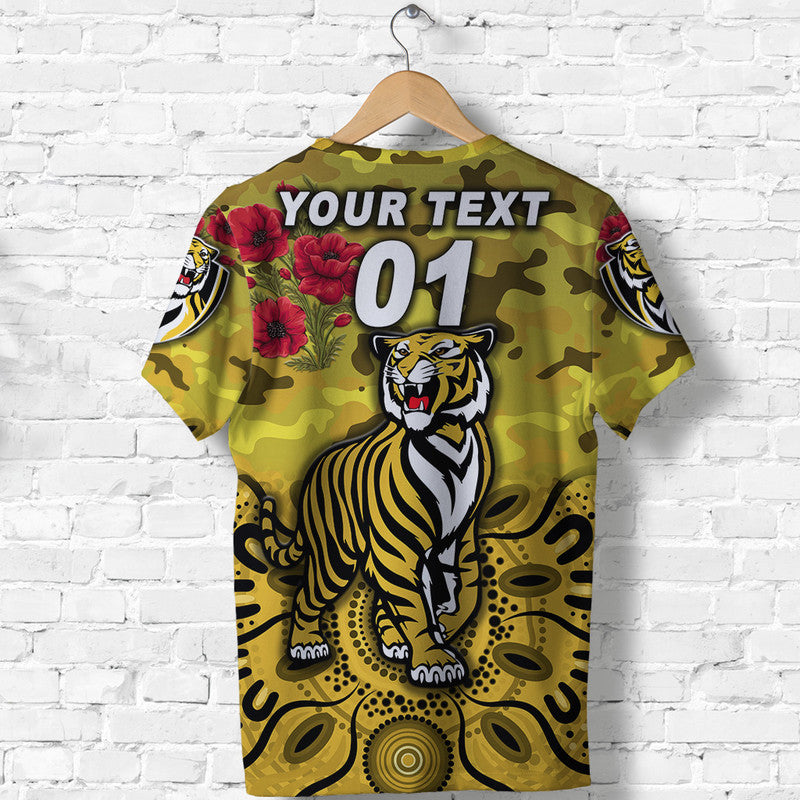 (Custom Personalised) Richmond Tigers ANZAC T shirt Indigenous Vibes - Yellow - Vibe Hoodie Shop