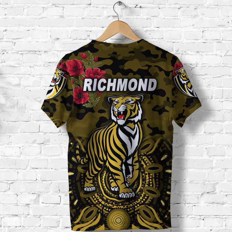 Richmond Tigers ANZAC T shirt Indigenous Vibes - Black - Vibe Hoodie Shop