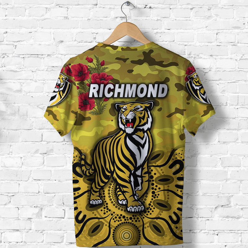 Richmond Tigers ANZAC T shirt Indigenous Vibes - Yellow - Vibe Hoodie Shop