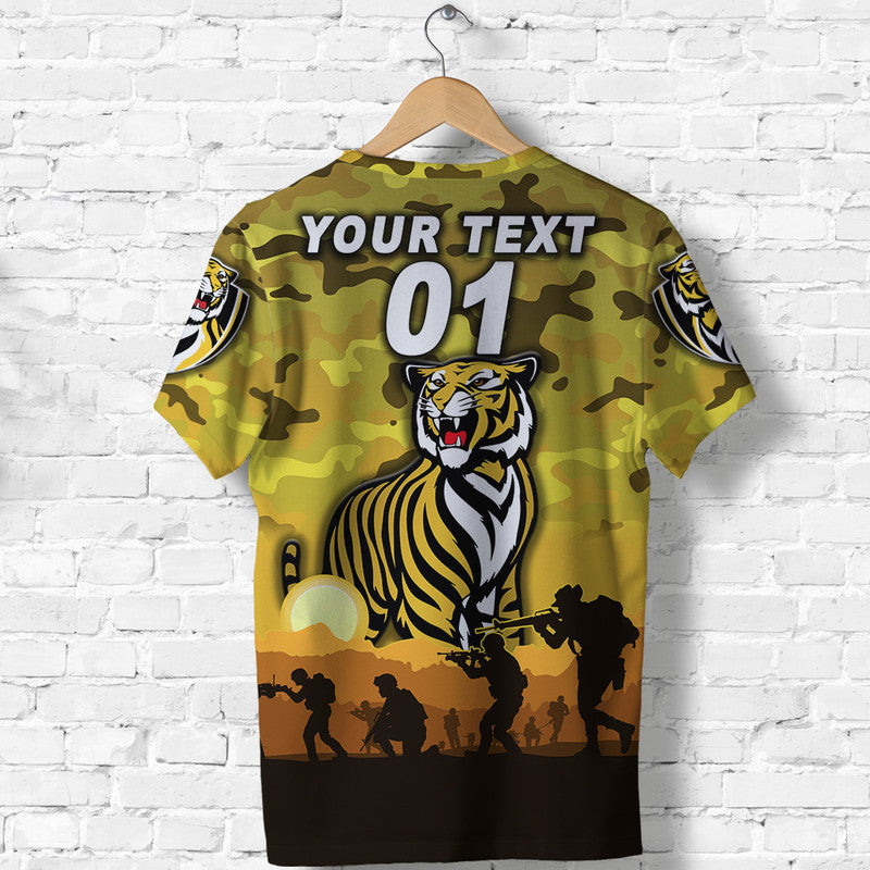 (Custom Personalised) Richmond Tigers ANZAC T shirt Simple Style - Yellow - Vibe Hoodie Shop