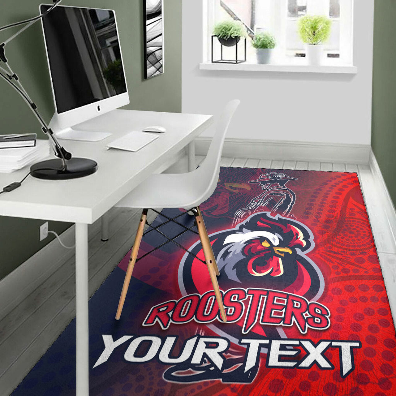 Roosters Rugby Area Rug - Custom ANZAC Roosters Sport With Aboriginal Patterns Area Rug LT10 - Vibe Hoodie Shop