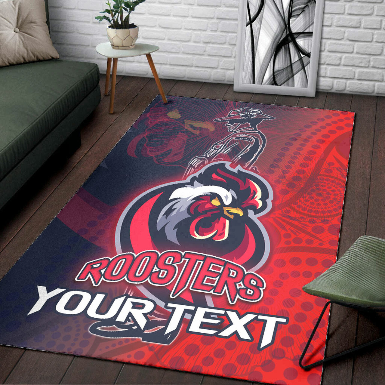 Roosters Rugby Area Rug - Custom ANZAC Roosters Sport With Aboriginal Patterns Area Rug LT10 - Vibe Hoodie Shop