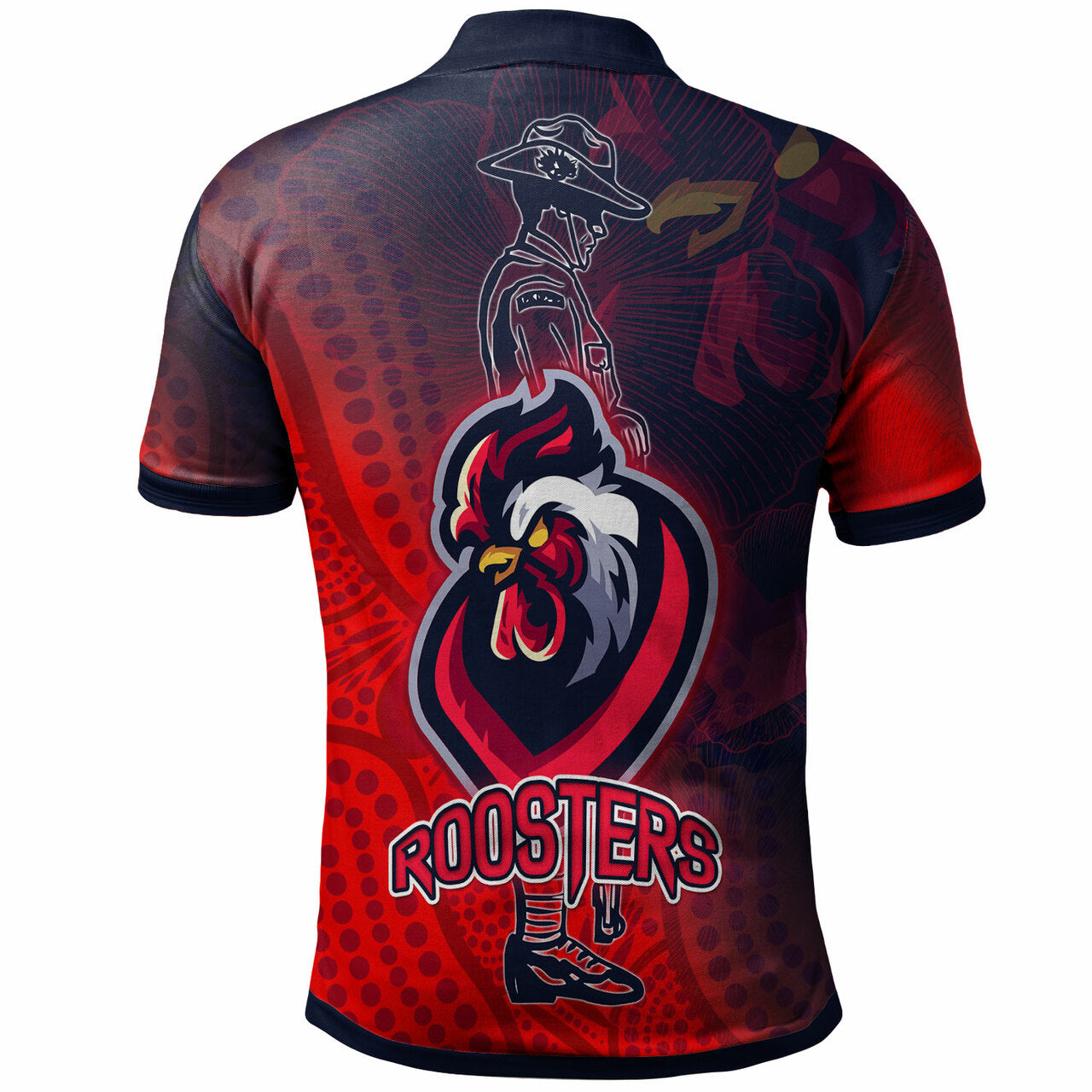 Roosters Rugby Polo Shirt - Custom ANZAC Roosters Sport With Aboriginal Patterns Polo Shirt LT10 - Vibe Hoodie Shop