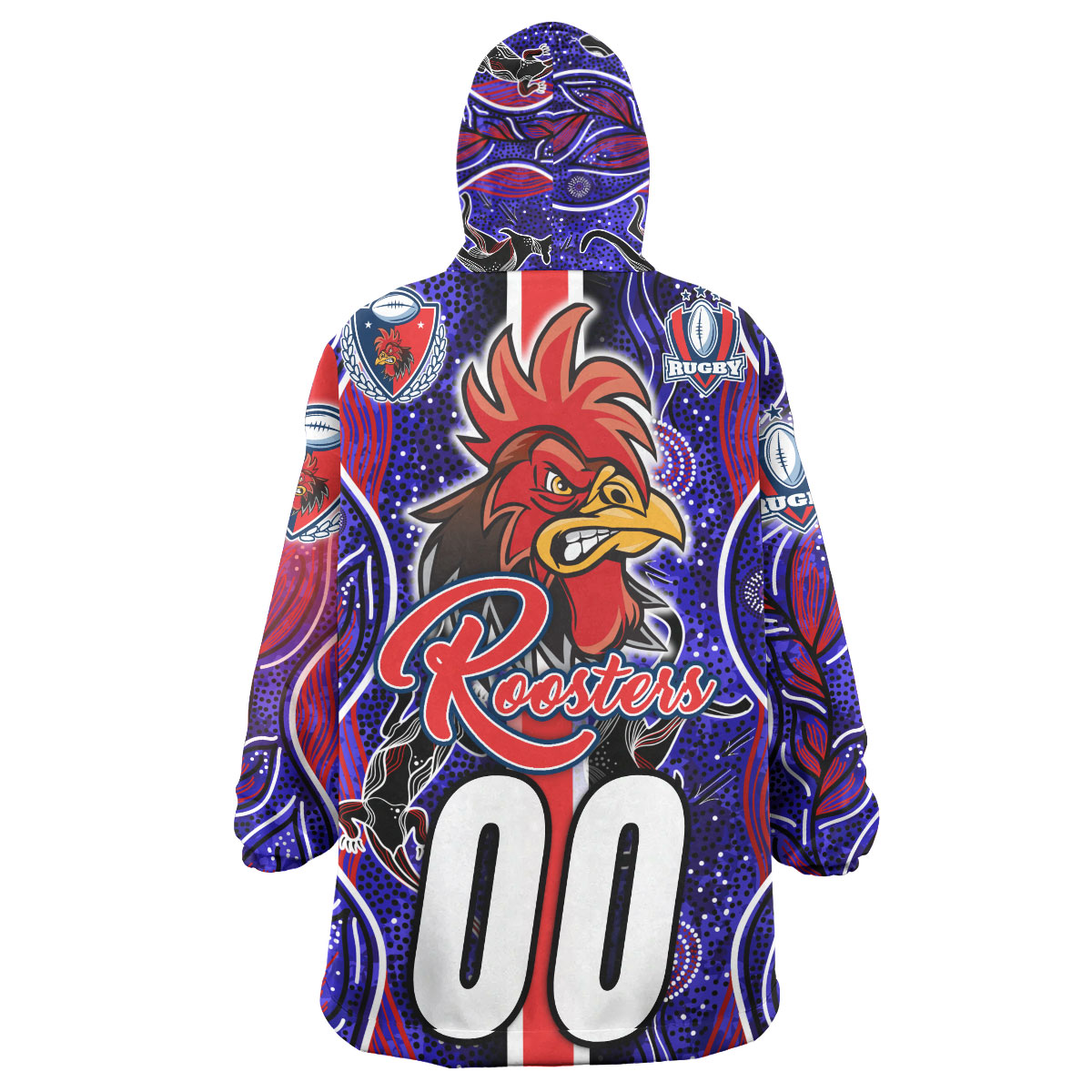 Roosters Rugby Snug Hoodie - Custom Roosters Rugby Ball Aboriginal Indigenous Sport Style Wearable Blanket Hoodie - Vibe Hoodie Shop