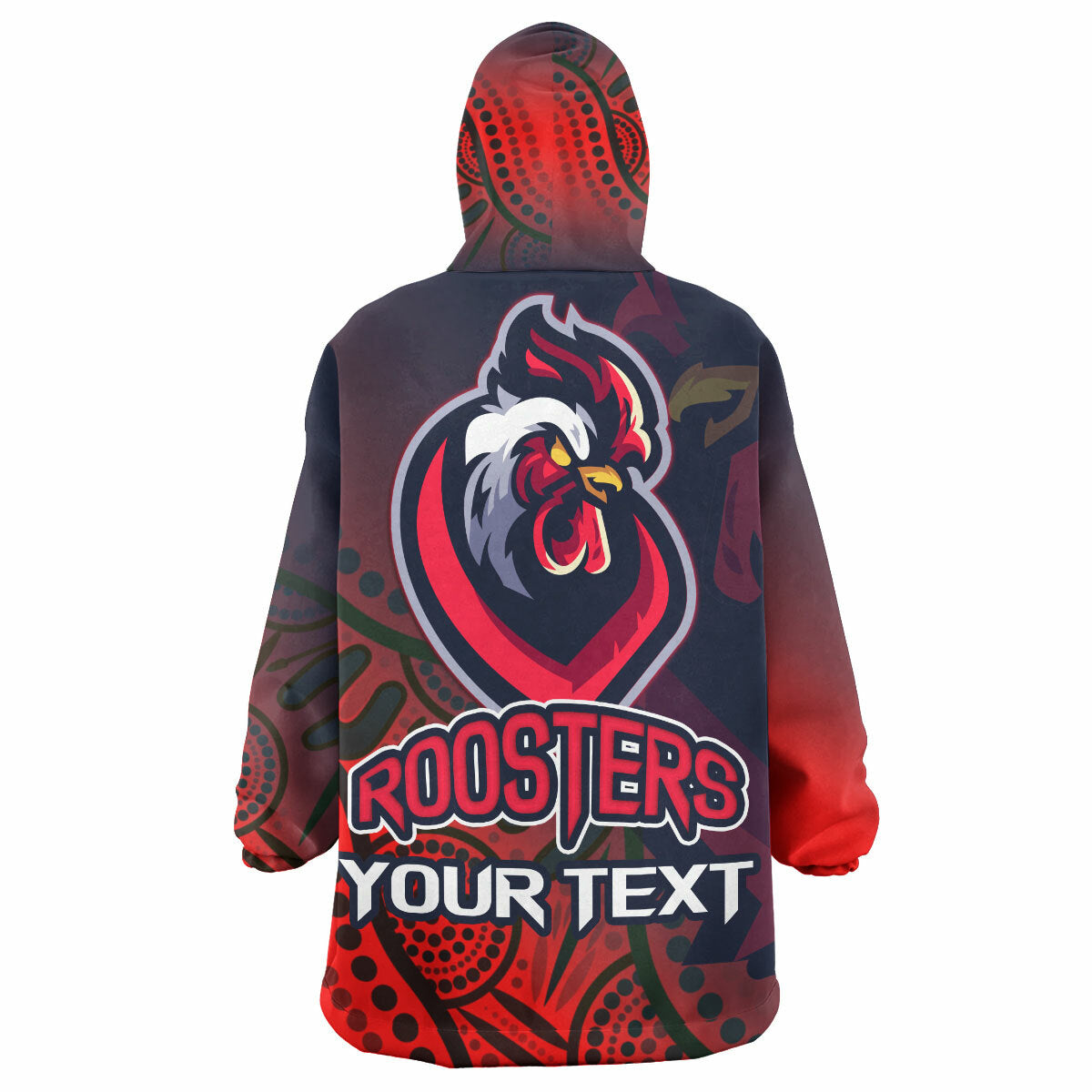 Roosters Rugby Snug Hoodie - Custom Roosters Sport With Aboriginal Patterns Wearable Blanket Hoodie RLT14 - Vibe Hoodie Shop