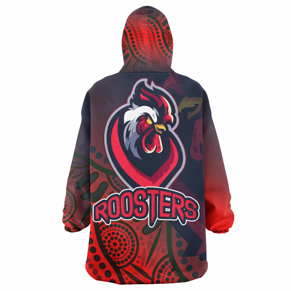 Roosters Rugby Snug Hoodie - Custom Roosters Sport With Aboriginal Patterns Wearable Blanket Hoodie RLT14 - Vibe Hoodie Shop