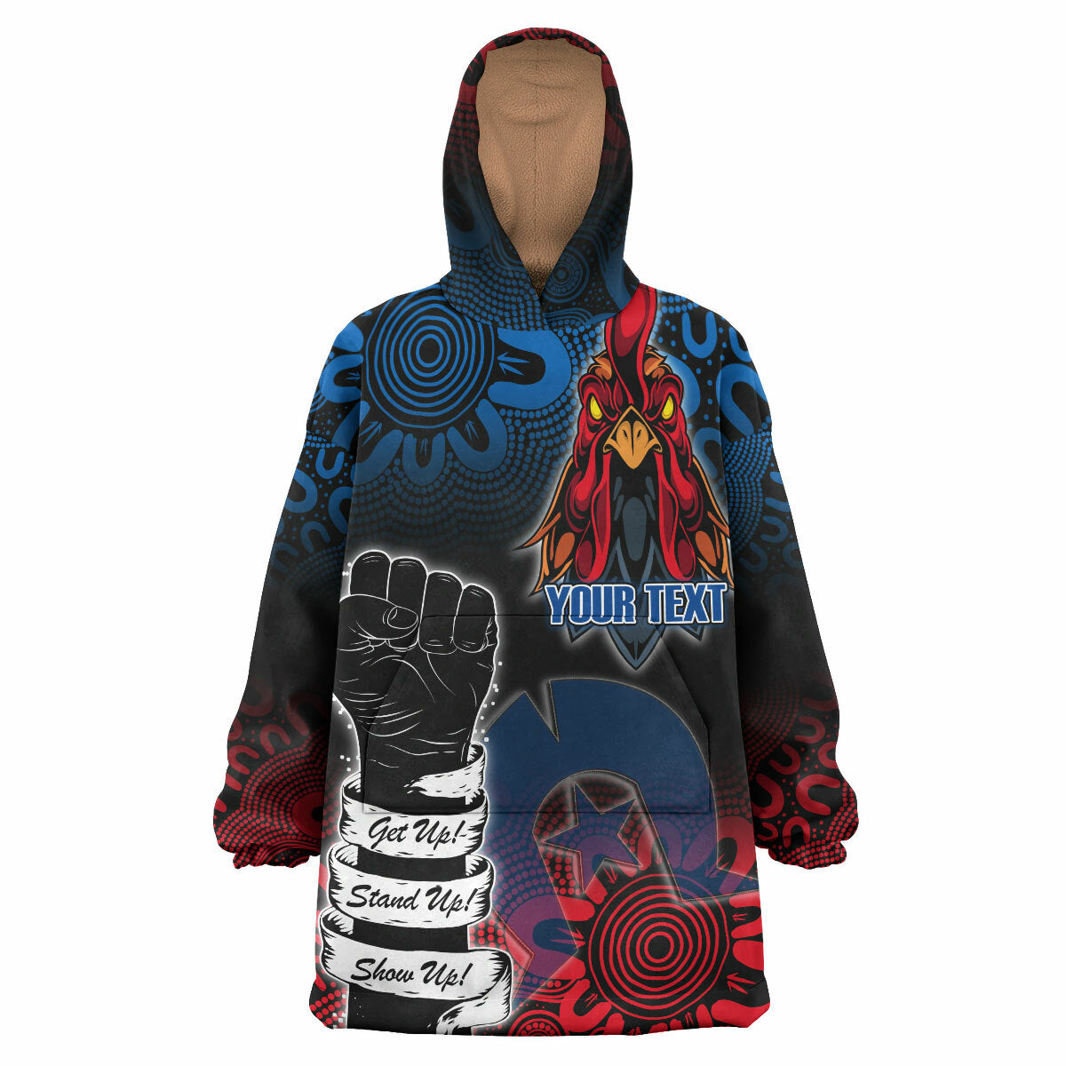Roosters Rugby Snug Hoodie - Custom Naidoc Week Rooster Esport Mascot Wearable Blanket Hoodie RLT14 - Vibe Hoodie Shop