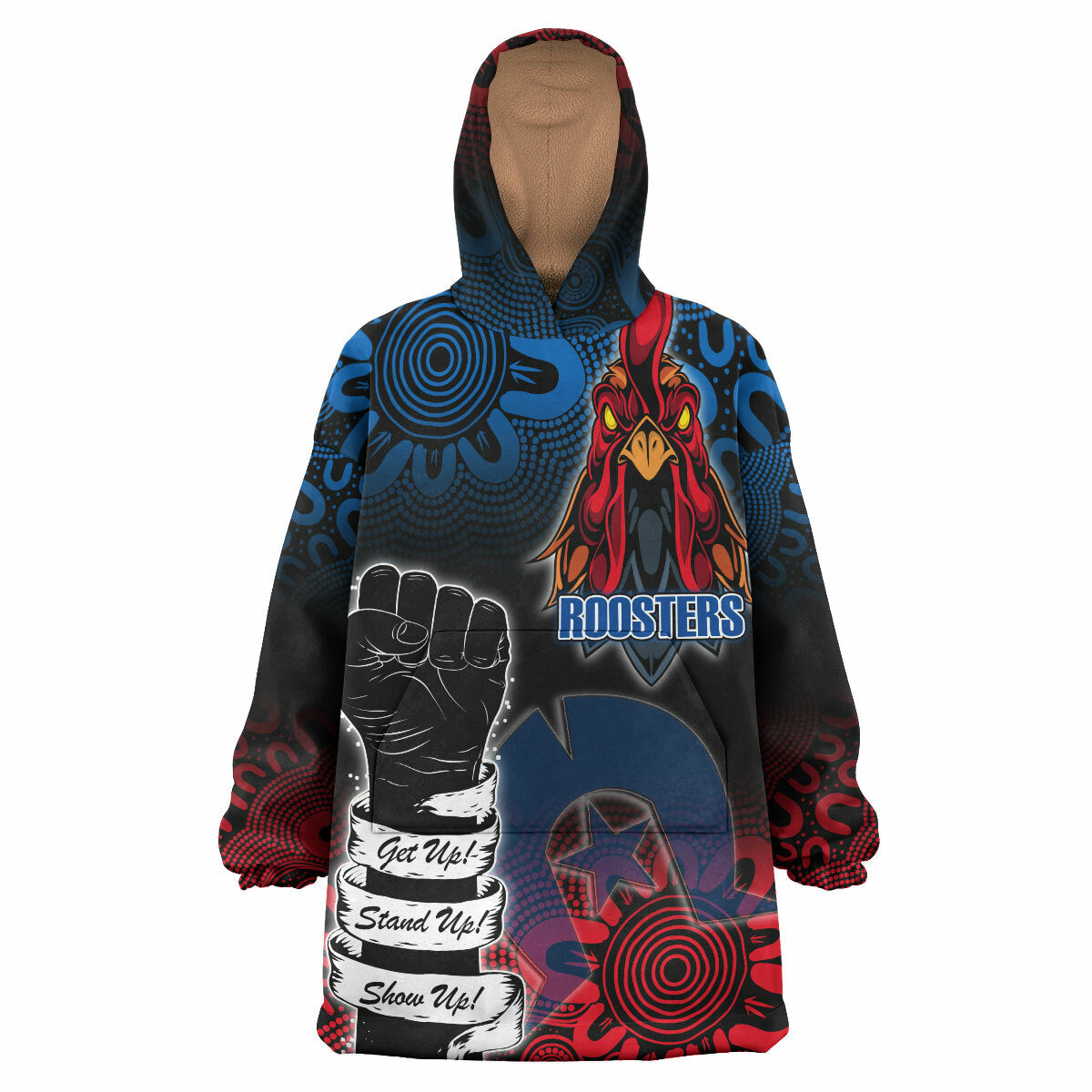 Roosters Rugby Snug Hoodie - Custom Naidoc Week Rooster Esport Mascot Wearable Blanket Hoodie RLT14 - Vibe Hoodie Shop
