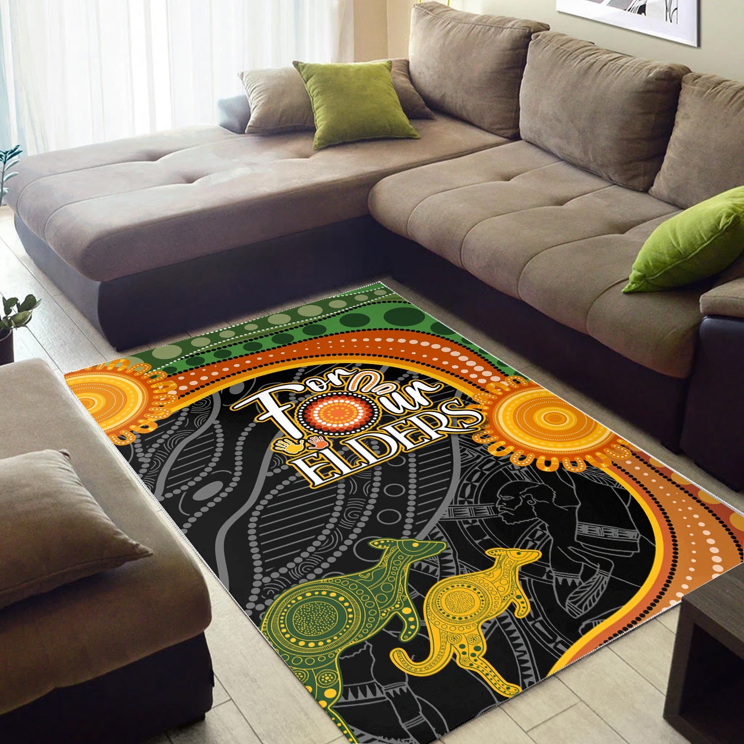 Personalised Australia Indigenous NAIDOC Week 2023 With Kangaroos Area Rug - Vibe Hoodie Shop