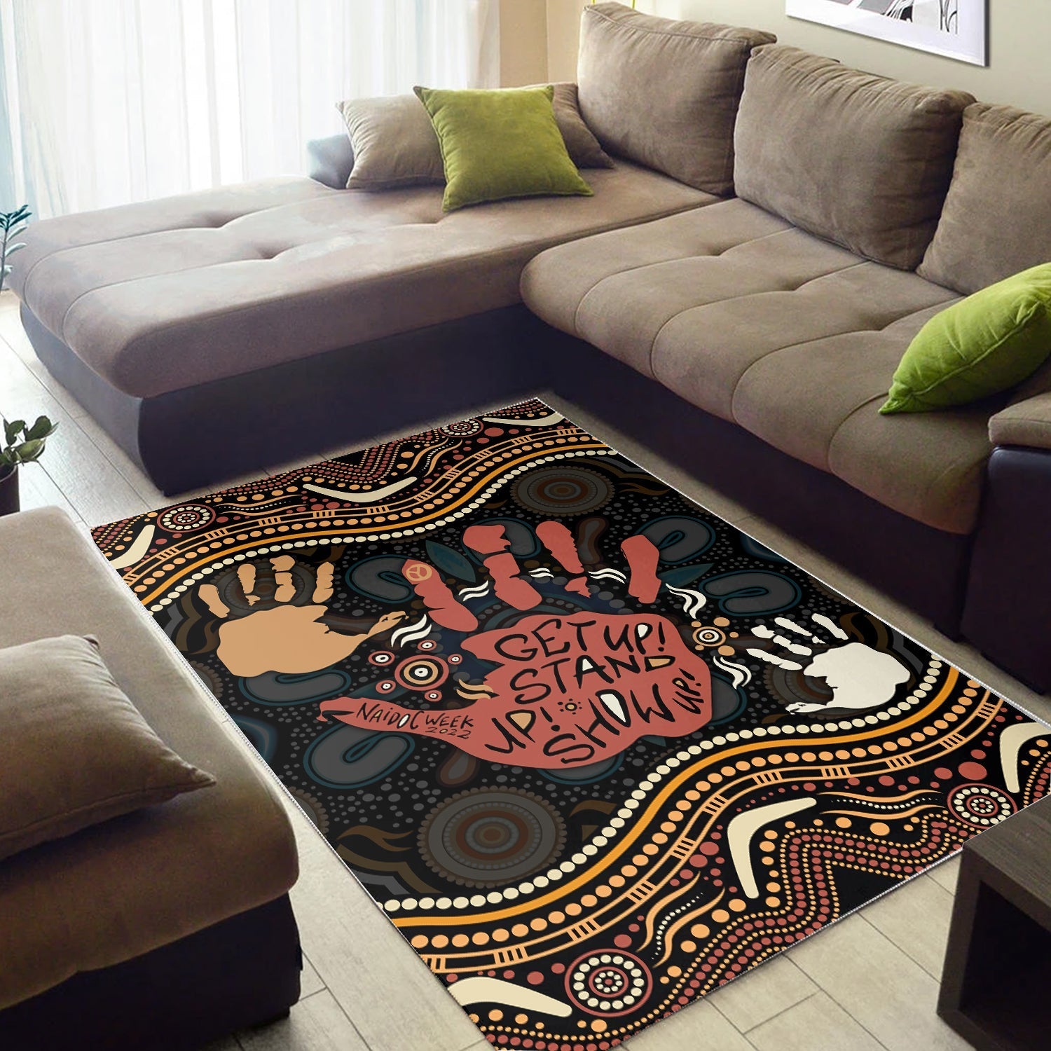 NAIDOC Week 2022 Area Rug Aboriginal Art Hand Stencils - Vibe Hoodie Shop