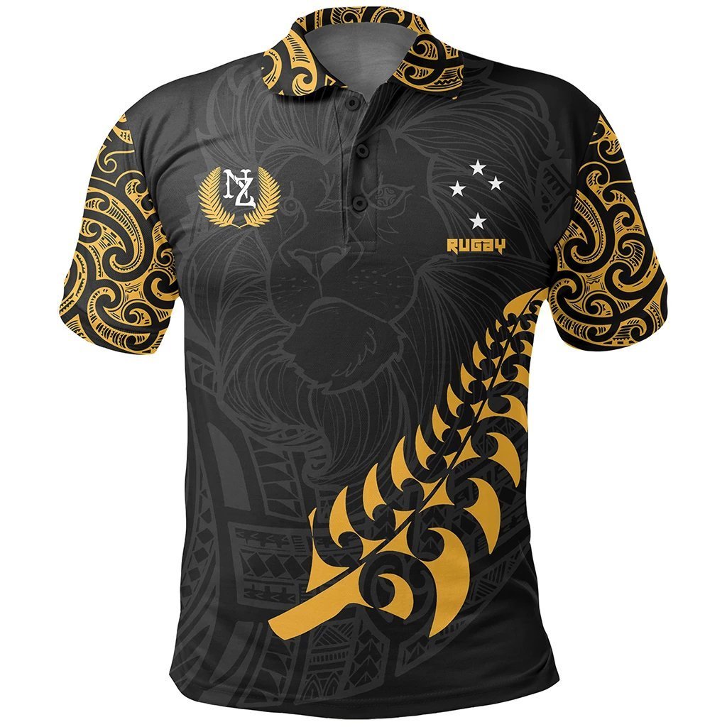 New Zealand Maori Lion Rugby Polo Shirt - Customized - Vibe Hoodie Shop