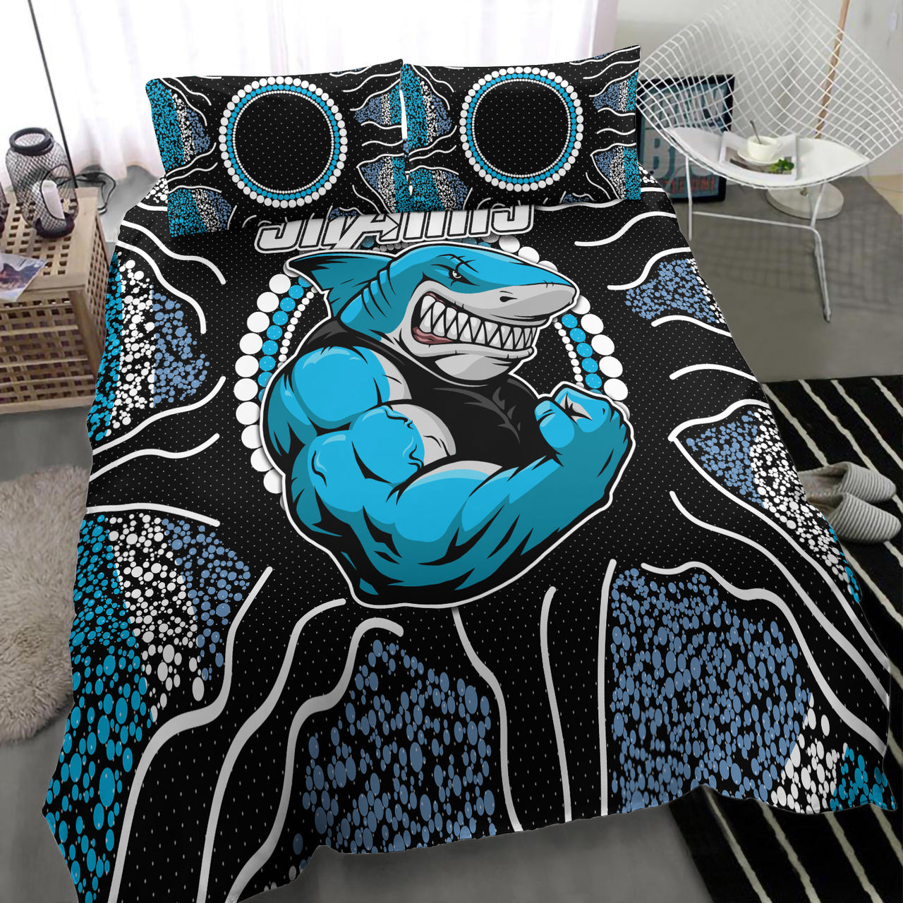 Sharks Rugby Bedding Set - Custom Indigenous Super Sharks Bedding Set RLT13 - Vibe Hoodie Shop