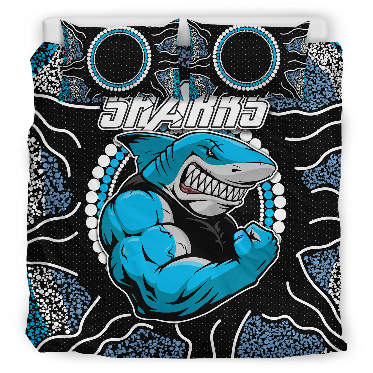 Sharks Rugby Bedding Set - Custom Indigenous Super Sharks Bedding Set RLT13 - Vibe Hoodie Shop