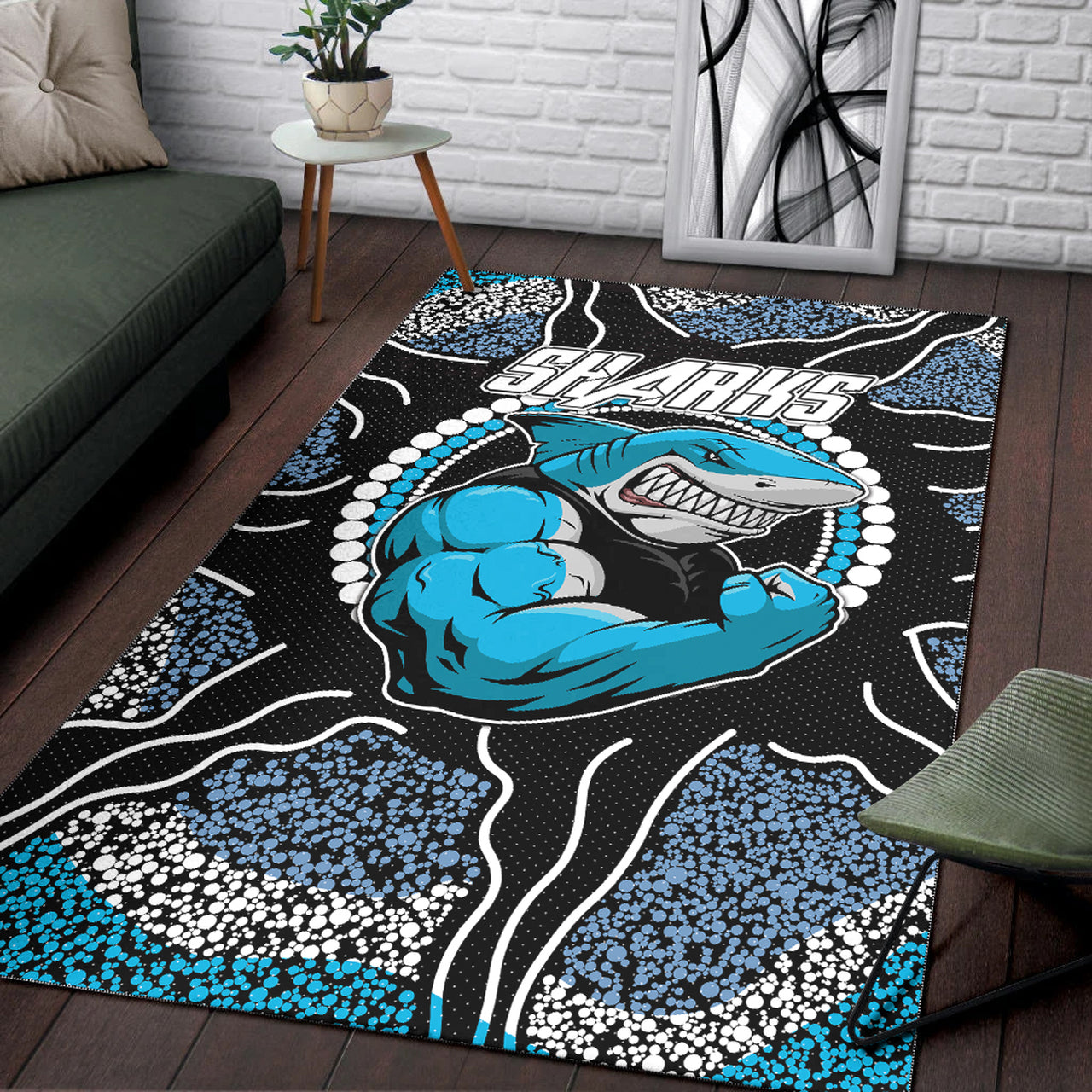 Sharks Rugby Area Rug - Custom Indigenous Super Sharks Area Rug RLT13 - Vibe Hoodie Shop