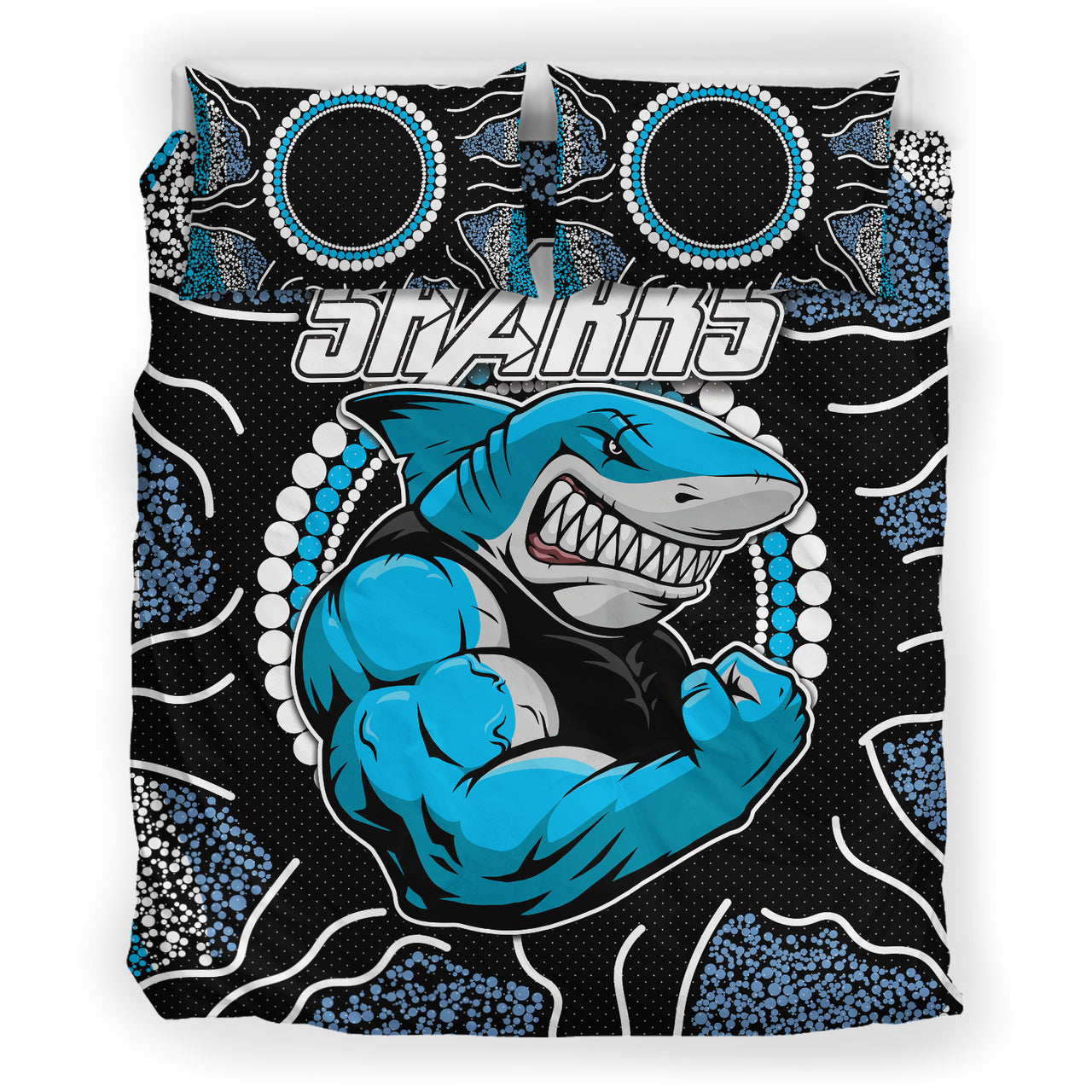 Sharks Rugby Bedding Set - Custom Indigenous Super Sharks Bedding Set RLT13 - Vibe Hoodie Shop