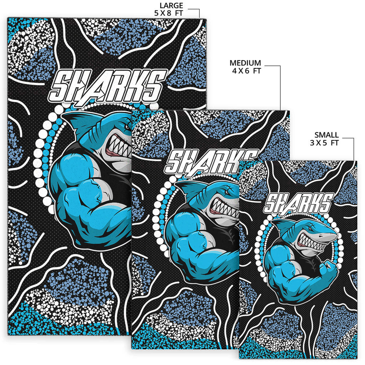 Sharks Rugby Area Rug - Custom Indigenous Super Sharks Area Rug RLT13 - Vibe Hoodie Shop