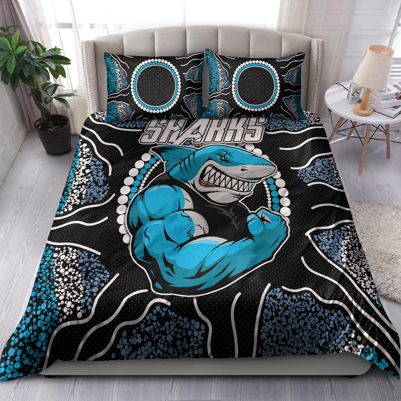 Sharks Rugby Bedding Set - Custom Indigenous Super Sharks Bedding Set RLT13 - Vibe Hoodie Shop
