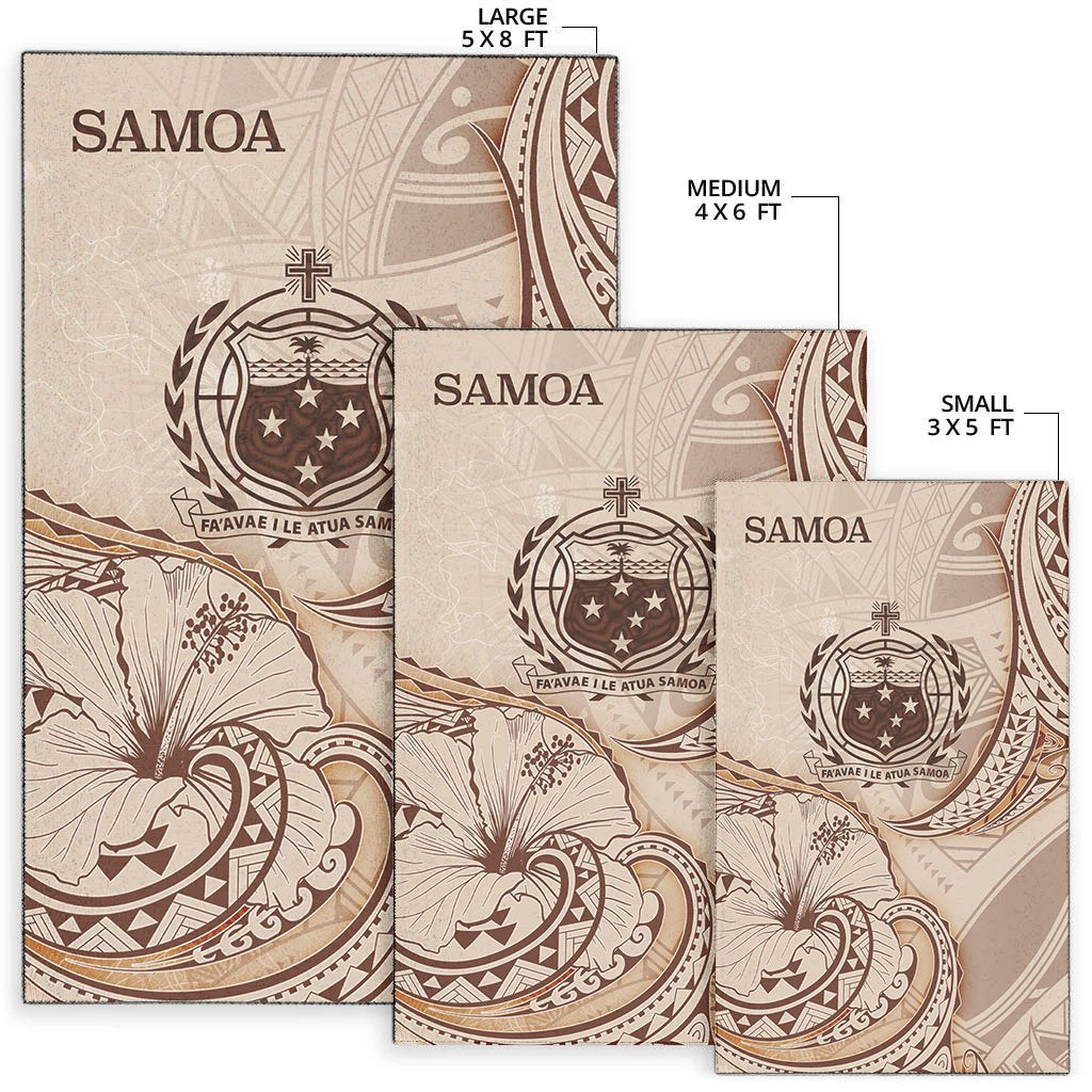 Samoa Area Rug - Hibiscus Flowers Vintage Style - Vibe Hoodie Shop