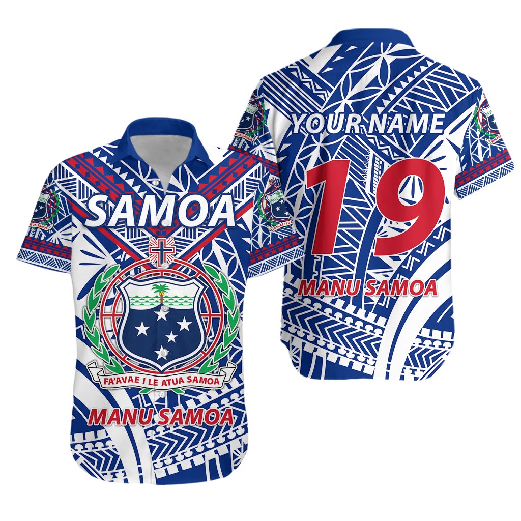 (Custom Personalised) Manu Samoa Rugby Hawaiian Shirt Samoa Simple Rugby - Custom Text and Number - Vibe Hoodie Shop