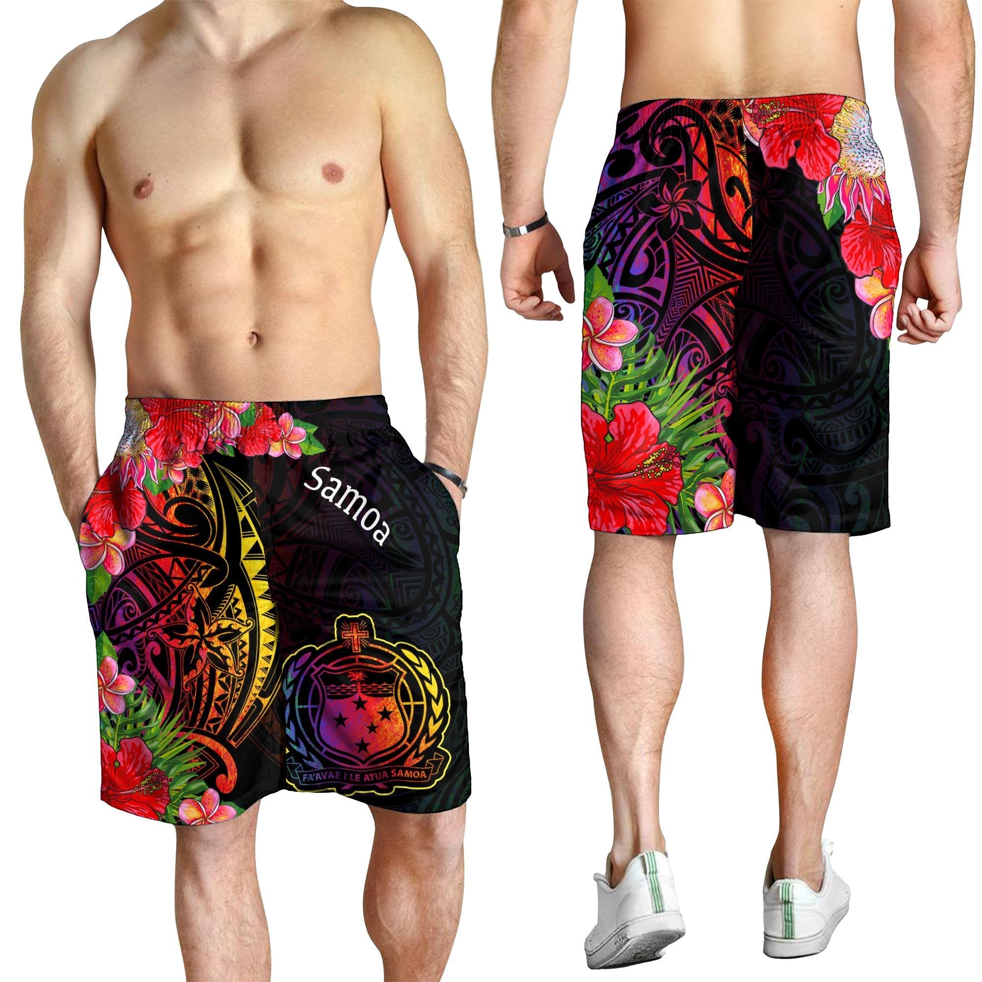 Samoa Men's Shorts - Tropical Hippie Style - Vibe Hoodie Shop