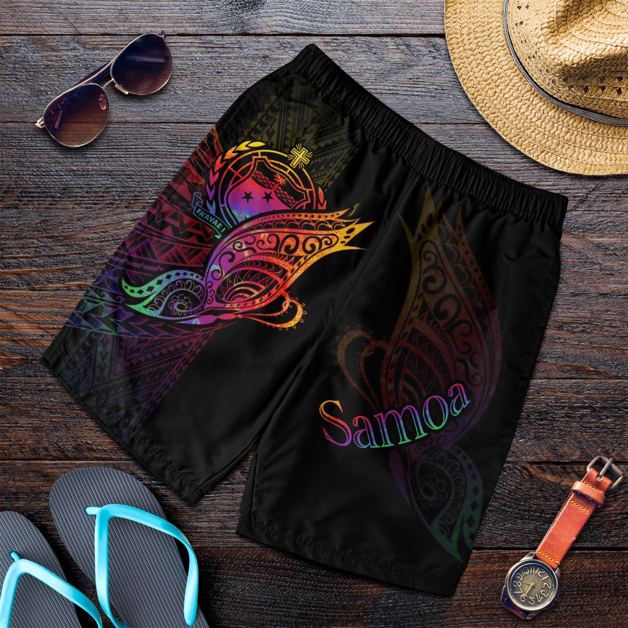 Samoa Men's Shorts - Butterfly Polynesian Style - Vibe Hoodie Shop