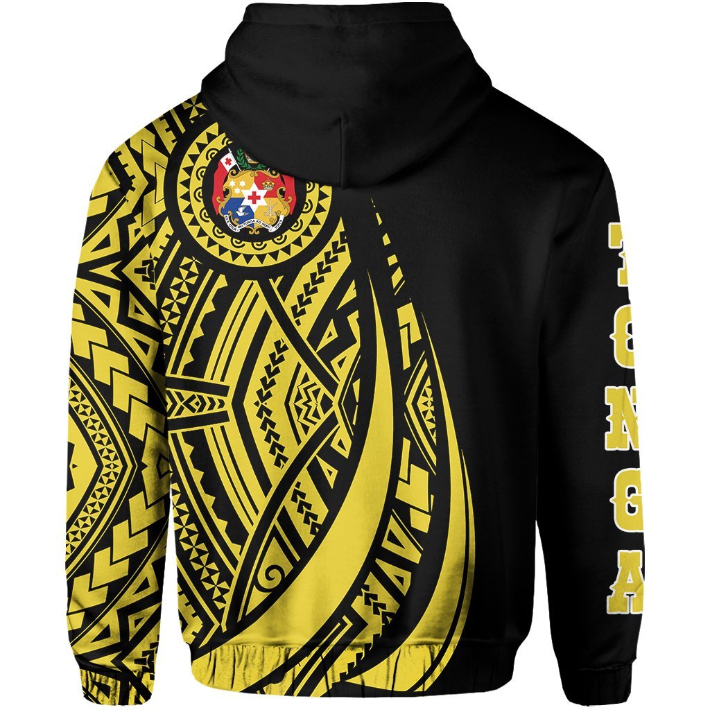 Zip Up Hoodie Tonga Polynesian Coat Of Arms Yellow Ver 2.0 - Vibe Hoodie Shop