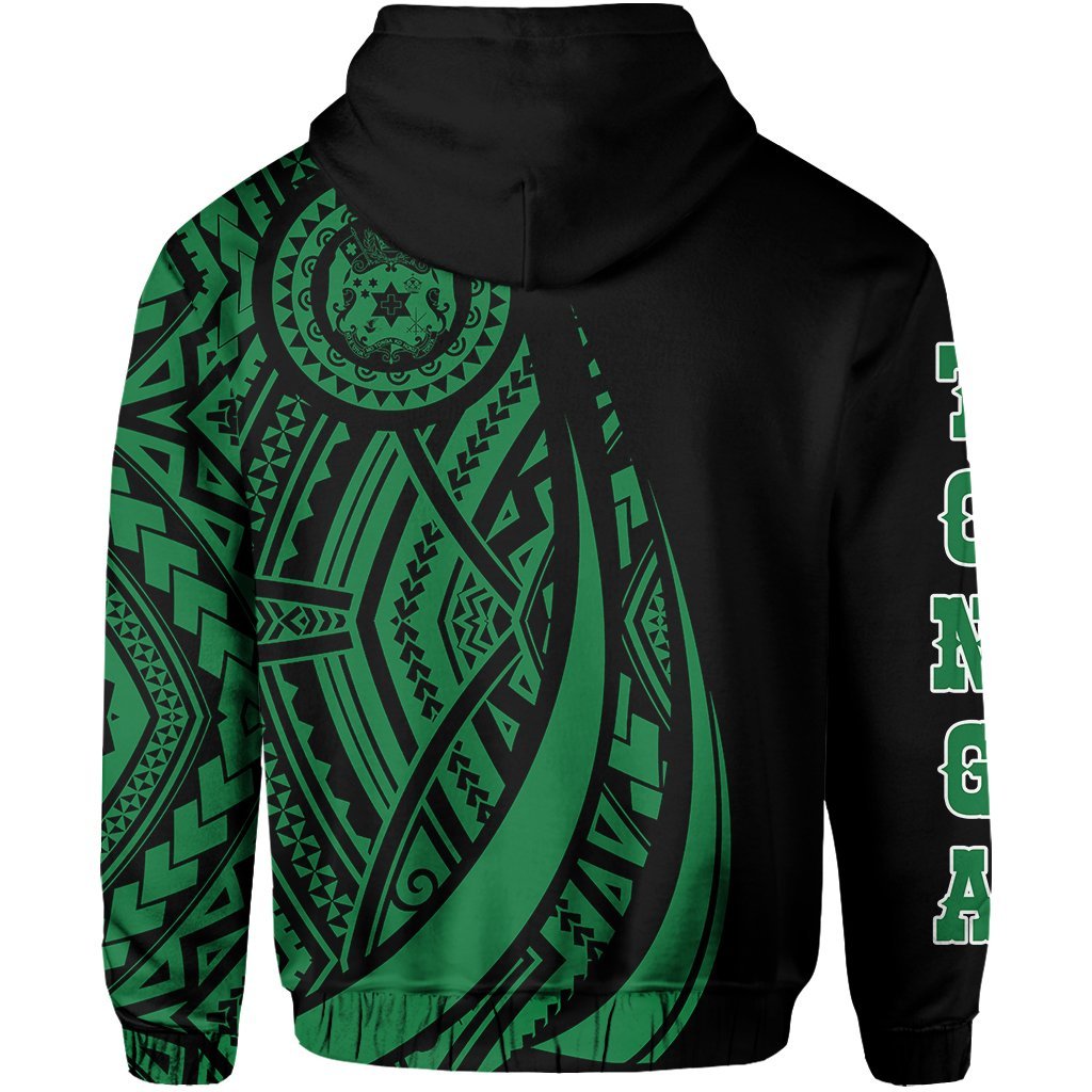 Zip Up Hoodie Tonga Polynesian Coat Of Arms Green - Vibe Hoodie Shop