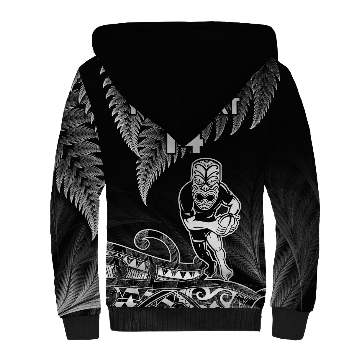 (Custom Text And Number) New Zealand Silver Fern Rugby Sherpa Hoodie All Black Koru Maori - Vibe Hoodie Shop