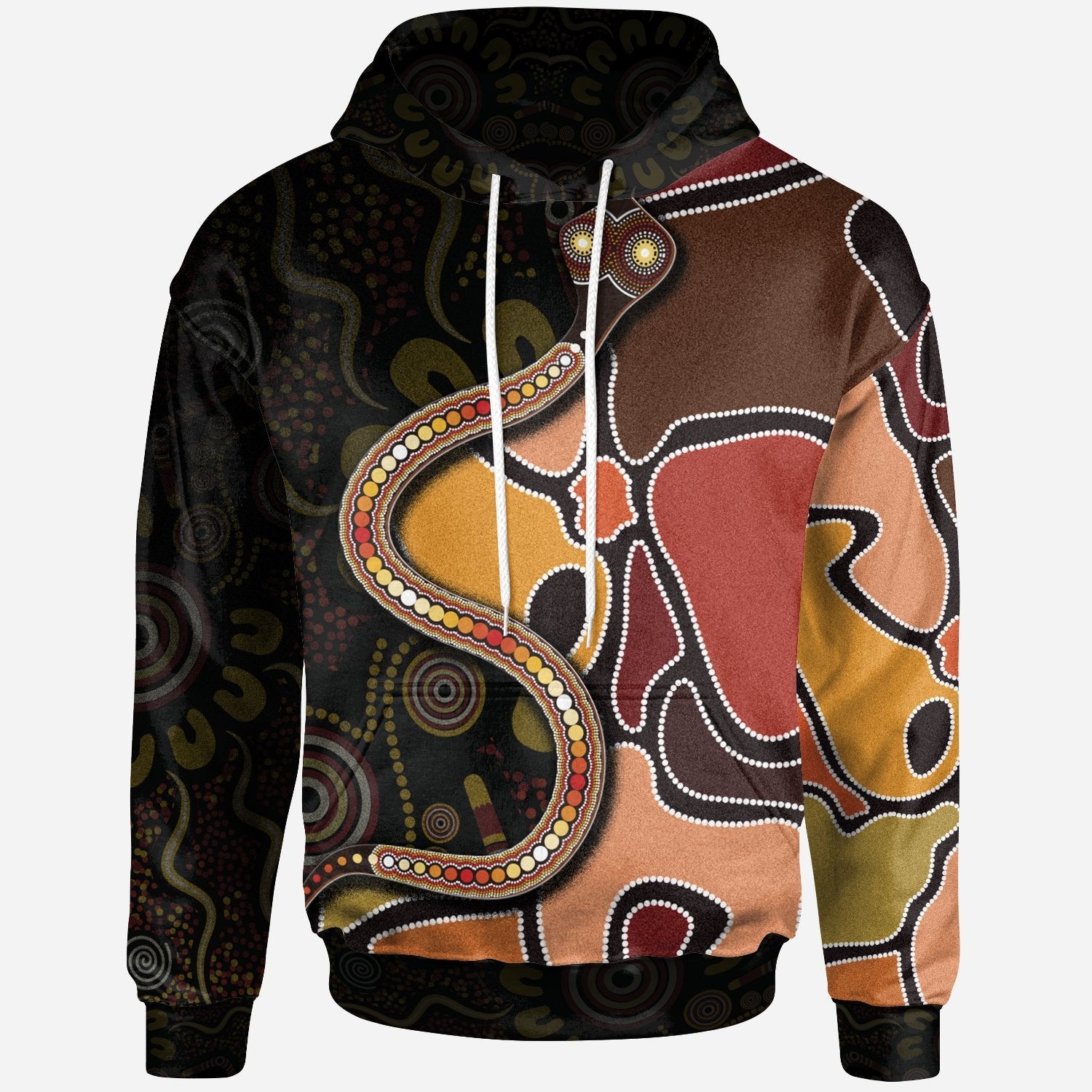 Hoodies - Aboriginal Snake With Dot Painting - Vibe Hoodie Shop