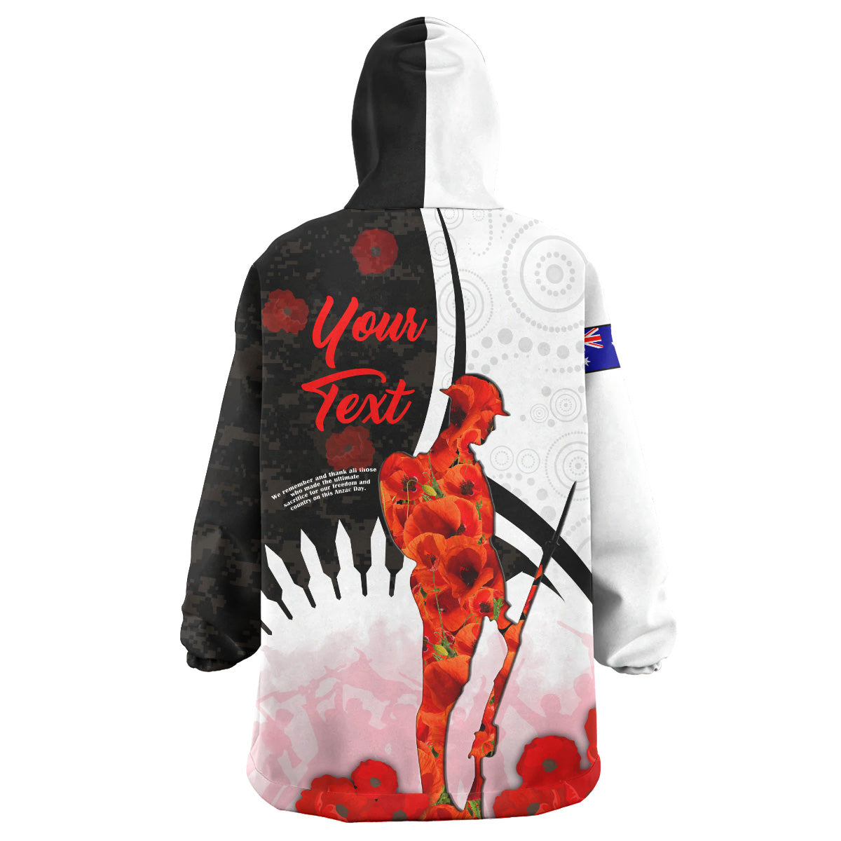 Australia Anzac Day Wearable Blanket Hoodie - Custom Lest We Forget Poppies Soldier Blood In My Heroes Wearable Blanket Hoodie - Vibe Hoodie Shop