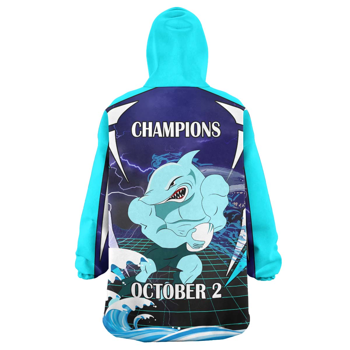 Sharks Rugby Snug Hoodie - Custom Final Series Champions Sharks Rugby League Player And Number Wearable Blanket Hoodie - Vibe Hoodie Shop