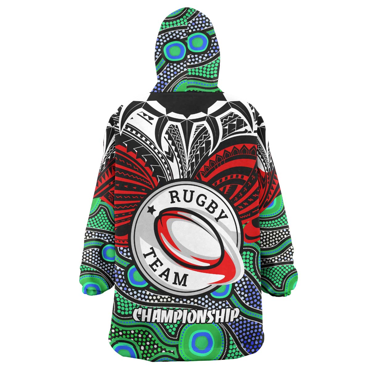 Warriors Rugby Snug Hoodie - Custom Maori Mask Warriors with Polynesian Pattern Player And Number Wearable Blanket Hoodie - Vibe Hoodie Shop