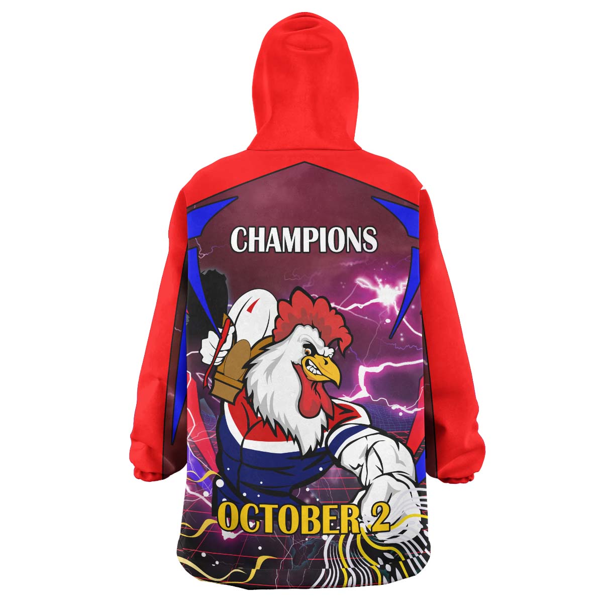 Roosters Rugby Snug Hoodie - Custom Final Series Champions Roosters Rugby League Player And Number Wearable Blanket Hoodie - Vibe Hoodie Shop