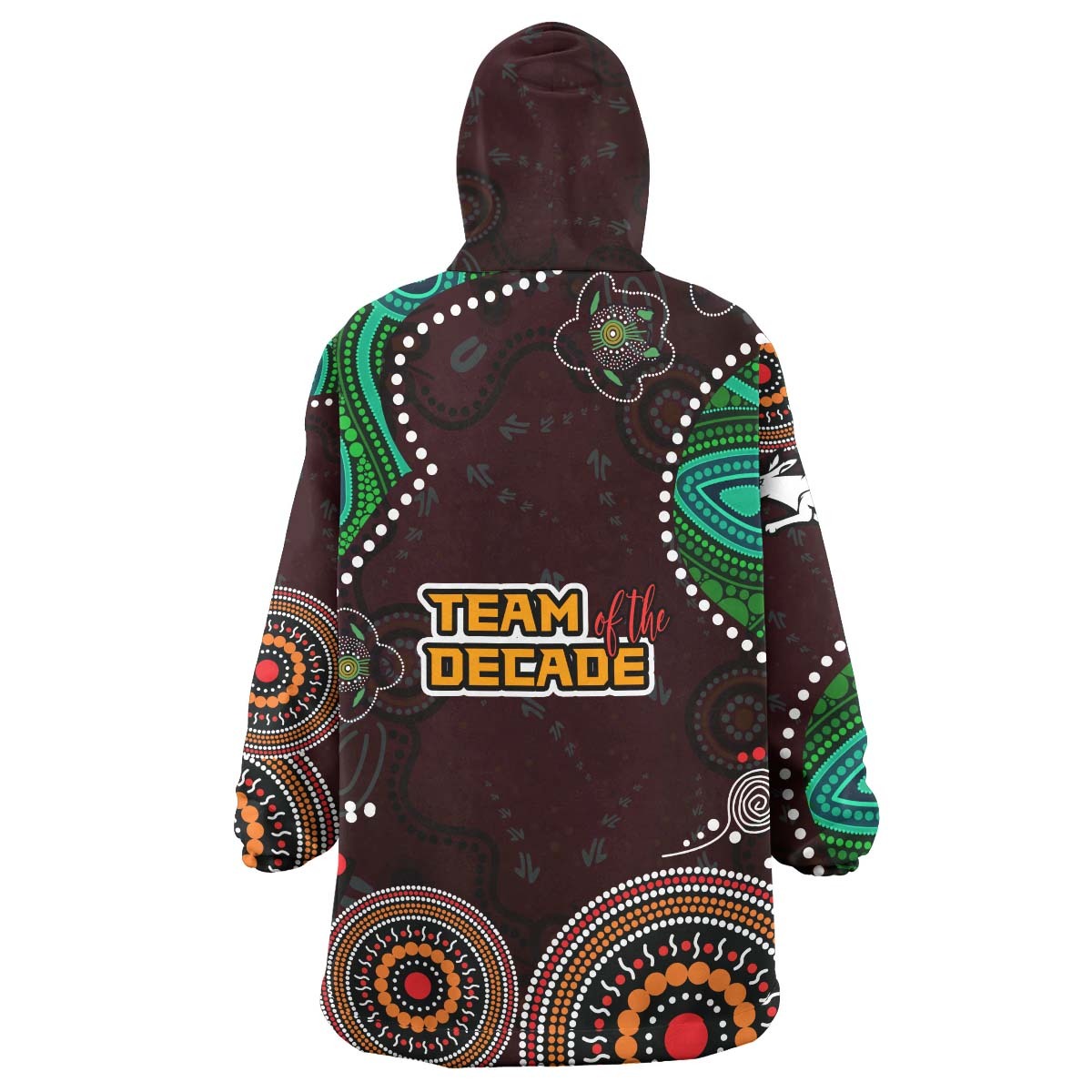 Rabbitohs Rugby Snug Hoodie - Rabbitohs Team of The Decade Aboriginal Dot Painting Style Wearable Blanket Hoodie RLT14 - Vibe Hoodie Shop