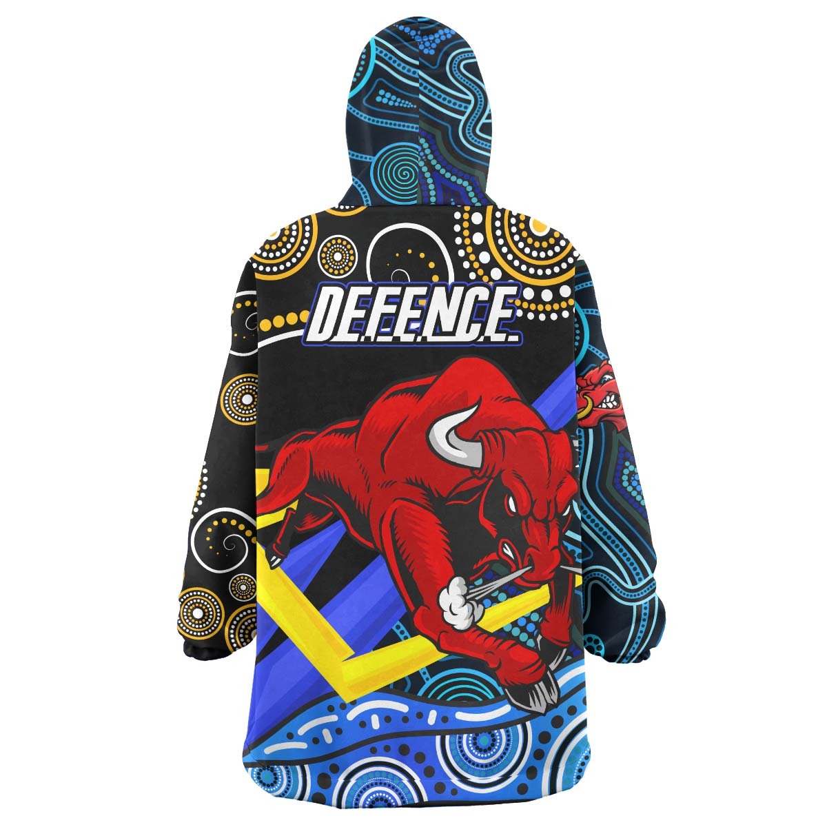 Cowboys Rugby Snug Hoodie - Queensland Cowboys with Aboriginal Dot Painting Style Wearable Blanket Hoodie RLT14 - Vibe Hoodie Shop