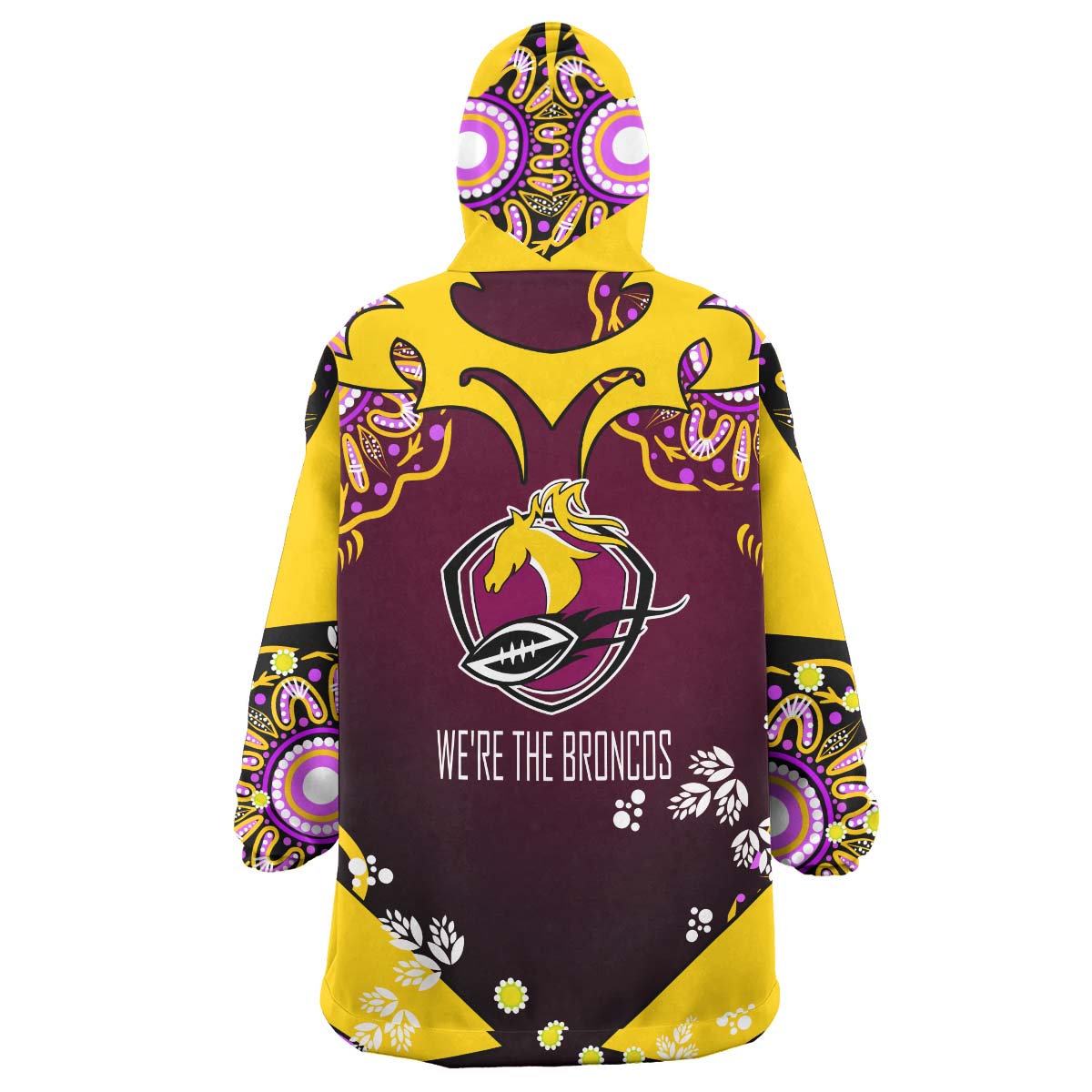 Broncos Rugby Snug Hoodie - Custom Personalised WE'RE THE BRONCOS Aboriginal Culture League Rugby Team Wearable Blanket Hoodie - Vibe Hoodie Shop
