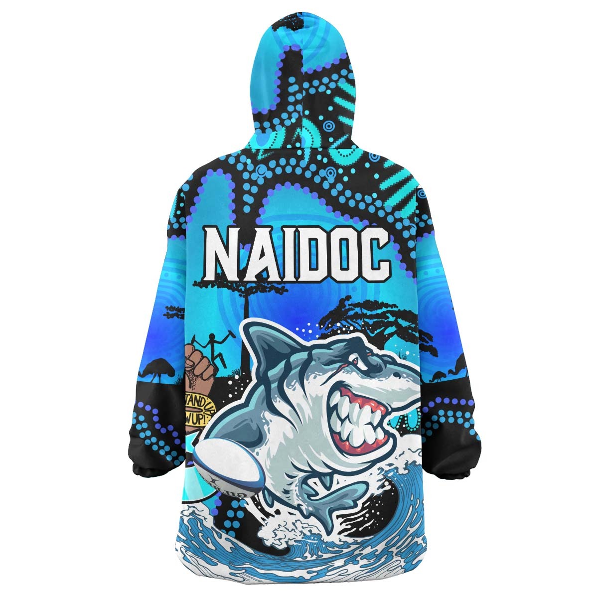 Sharks Rugby Snug Hoodie - Custom Naidoc Sharks No Rules Zone Rugby Ball Torres Strait with Aboriginal Culture Wearable Blanket Hoodie RLT14 - Vibe Hoodie Shop