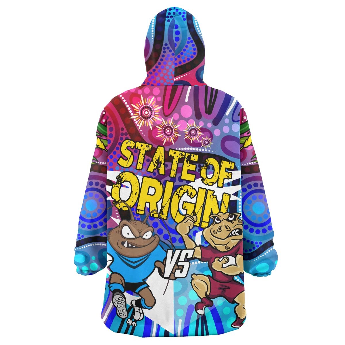 State Of Origin Rugby League Team Snug Hoodie - NSW vs QLD Rugby Team Mascot with Aboriginal Culture Wearable Blanket Hoodie - Vibe Hoodie Shop