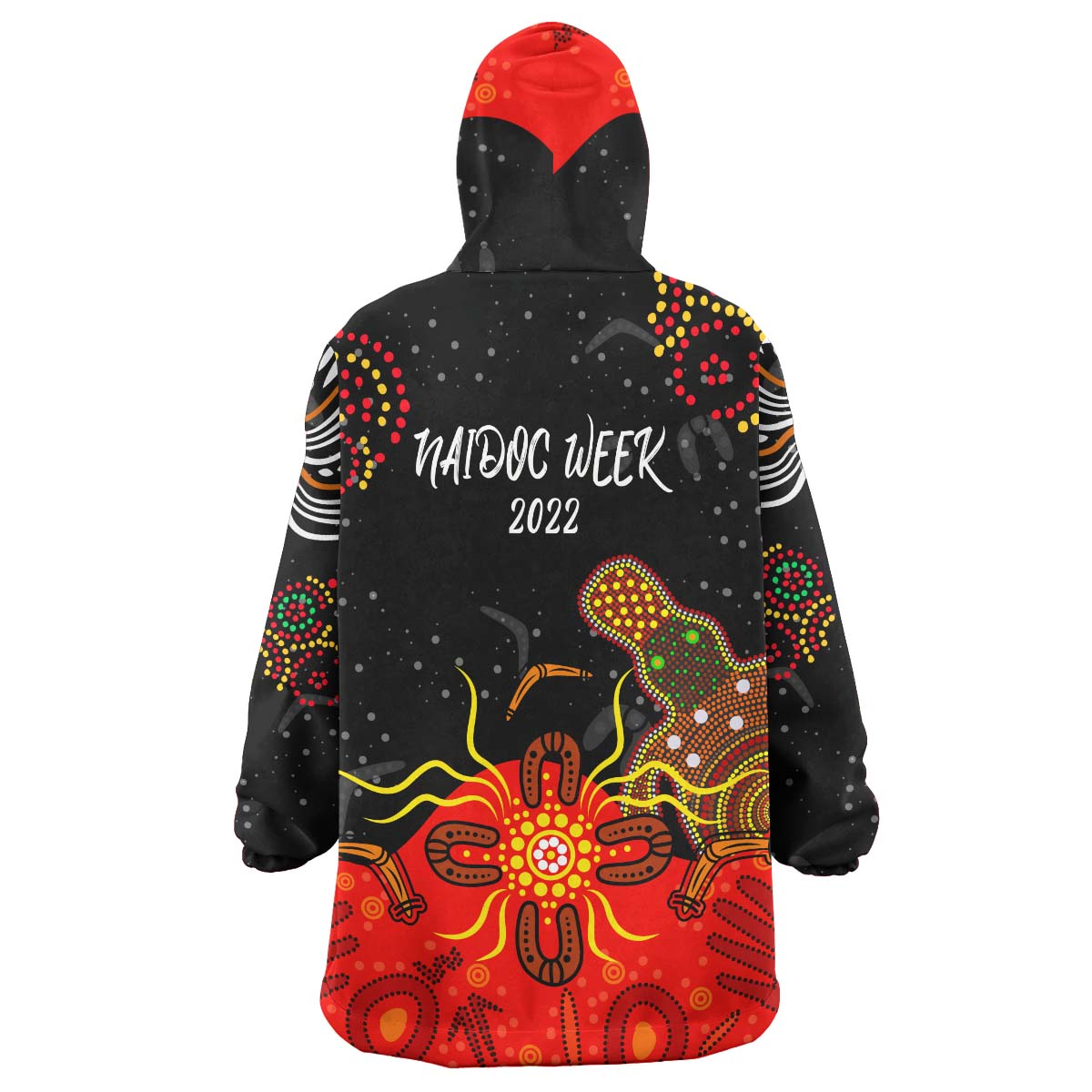 Australia NAIDOC Week 2023 Wearable Blanket Hoodie - Custom Naidoc with Australia Flag and Aboriginal Inspired Dot Pattern Wearable Blanket Hoodie - Vibe Hoodie Shop