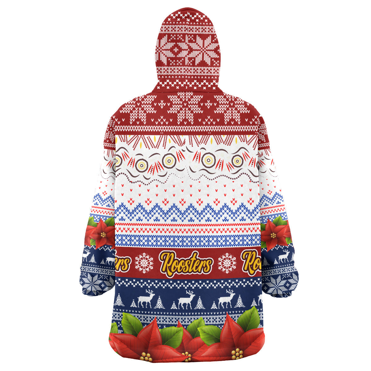 Roosters Rugby Chrstmas Snug Hoodie - Custom Roosters Ugly Christmas Knitted Wearable Blanket Hoodie - Vibe Hoodie Shop
