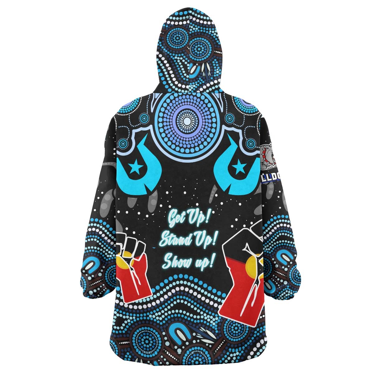 Bulldogs Rugby Snug Hoodie - Custom Naidoc Week Bulldogs Torres Strait and Rugby Ball Aboriginal Patterns Wearable Blanket Hoodie RLT14 - Vibe Hoodie Shop