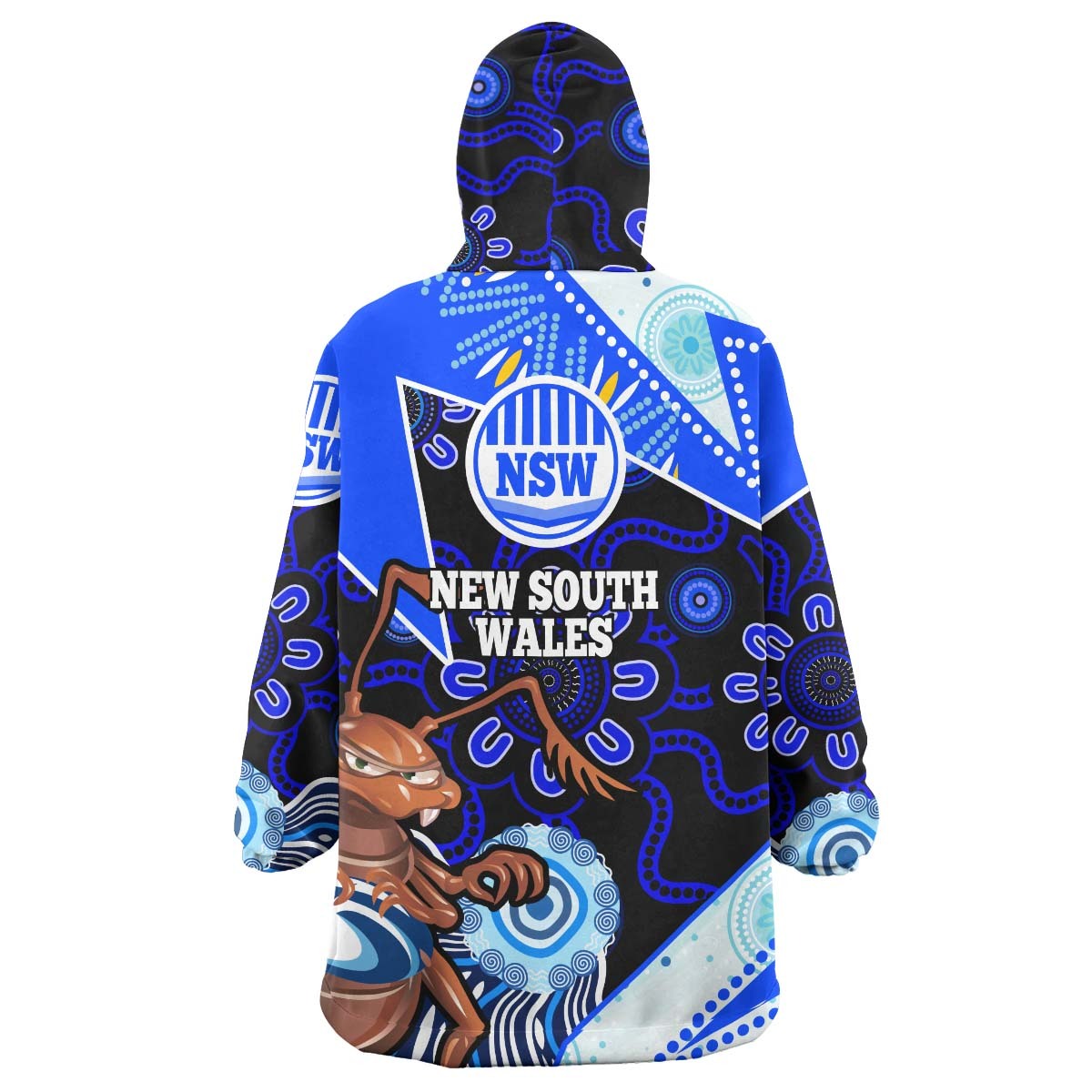 New South Wales Rugby League Team Snug Hoodie - Custom New South Wales Blues Cockroaches Rugby Ball State Of Origin Wearable Blanket Hoodie RLT14 - Vibe Hoodie Shop